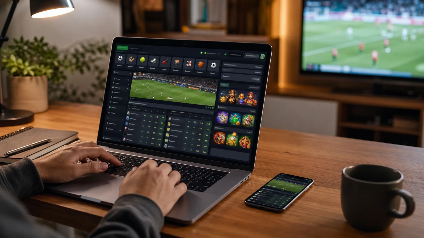 Plataforma ignition em notebook e celular com apostas esportivas e cassino online